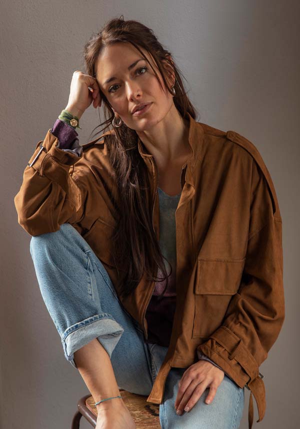 Rose & Lini GIORGIO BRATO SUEDE LEATHER “JACKET 21052” RUM