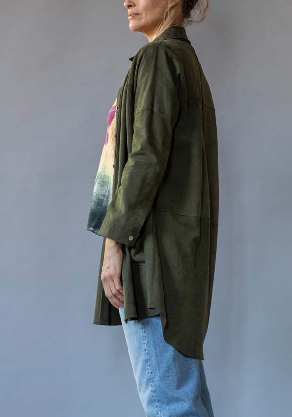 Rose & Lini GIORGIO BRATO SUEDE LEATHER “OVER SHIRT” MILITARY