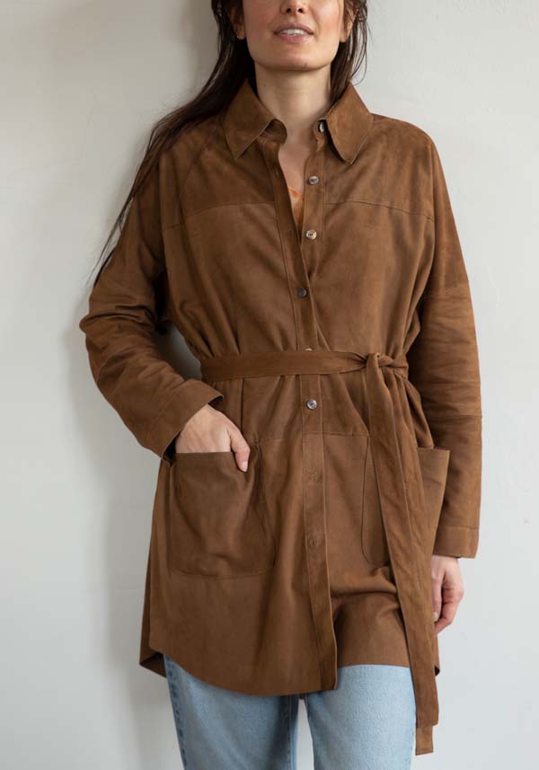 Rose & Lini GIORGIO BRATO SUEDE LEATHER “OVER SHIRT” RUM