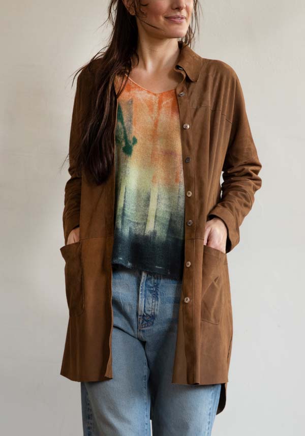 Rose & Lini GIORGIO BRATO SUEDE LEATHER “OVER SHIRT” RUM