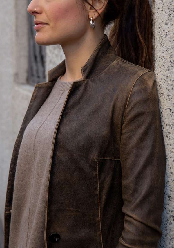 Rose & Lini GIORGIO BRATO VINTAGE BROWN LEATHER “BLAZER STRETCH”