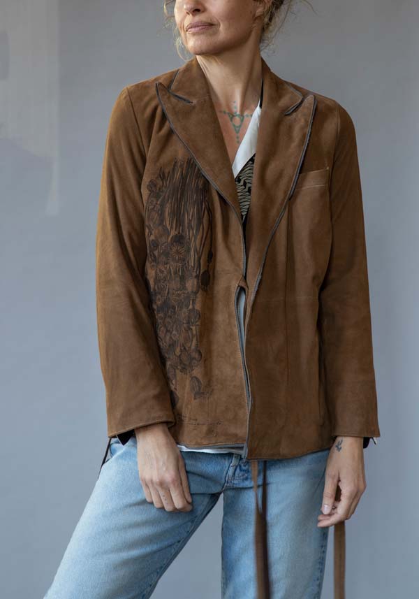 Rose & Lini IBRIGU SUEDE LEATHER JACKET “INCROCIATA GJ42” CARAMEL