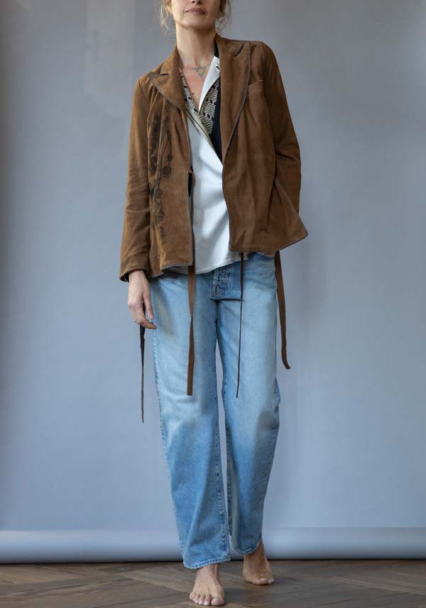 Rose & Lini IBRIGU SUEDE LEATHER JACKET “INCROCIATA GJ42” CARAMEL