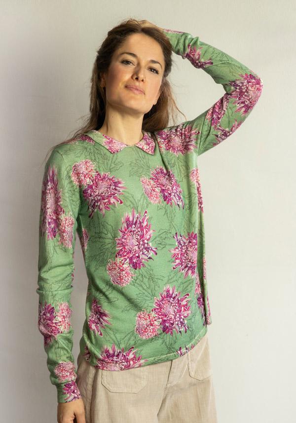 Rose & Lini IN BED WITH YOU WOOL FLORAL SWEATER “22” SAGE