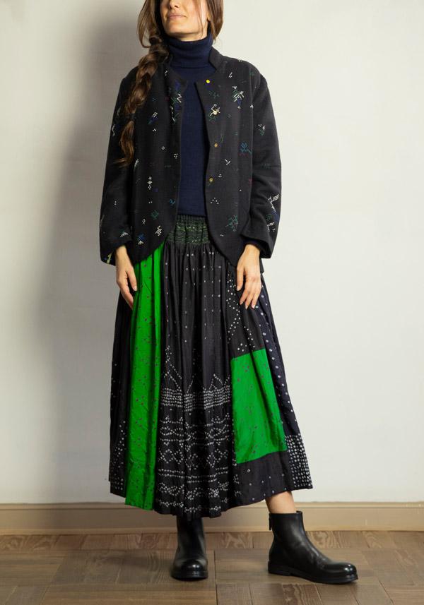Rose & Lini INJIRI SILK & WOOL EMBROIDERED “JACKET 79” BLACK