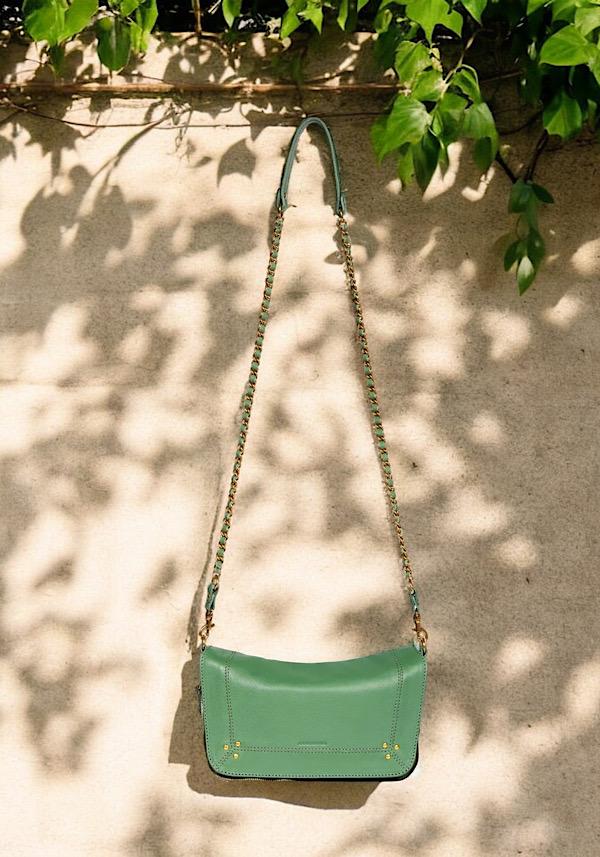 Rose & Lini JÉRÔME DREYFUSS “BOBI S” CELADON GREEN LEATHER BAG