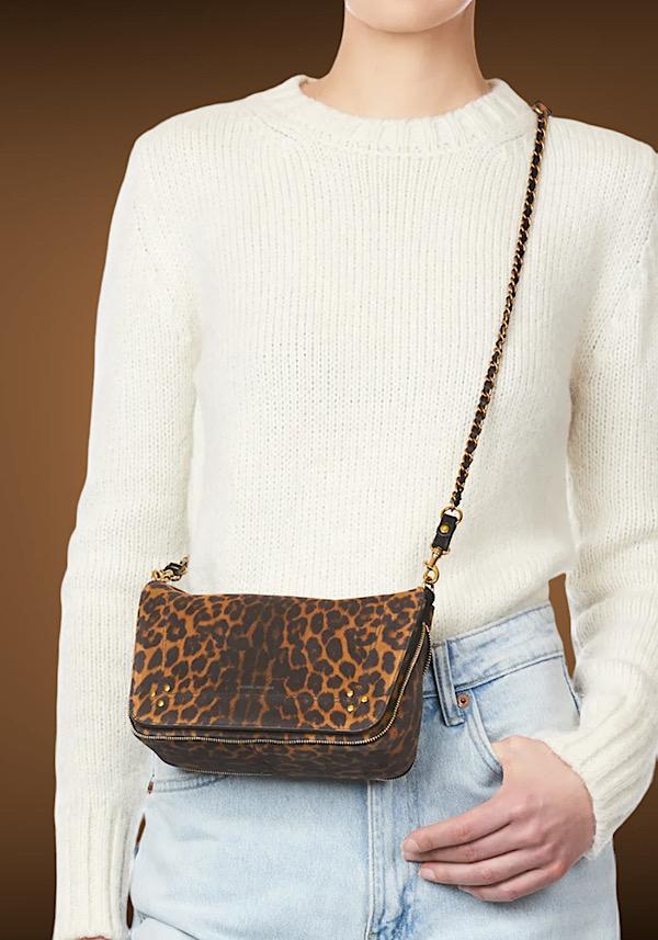 Rose & Lini JÉRÔME DREYFUSS “BOBI S” LEOPARD SUEDE LEATHER BAG