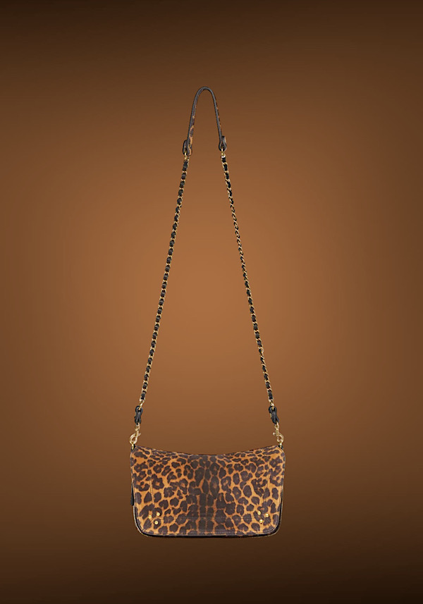 Rose & Lini JÉRÔME DREYFUSS “BOBI S” LEOPARD SUEDE LEATHER BAG