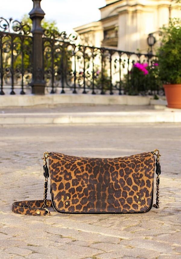 Rose & Lini JÉRÔME DREYFUSS “BOBI S” LEOPARD SUEDE LEATHER BAG