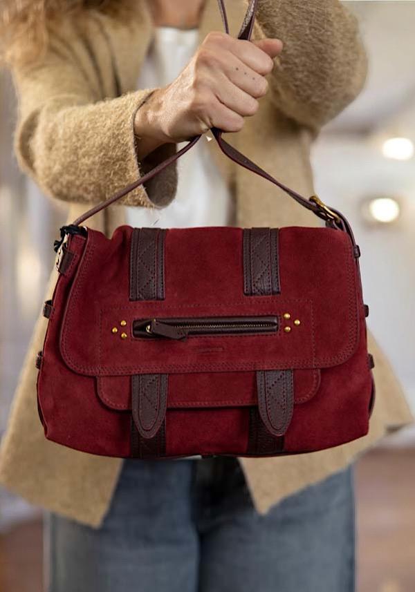 Rose & Lini JÉRÔME DREYFUSS “JOE S” BURGUNDY SHOULDER BAG
