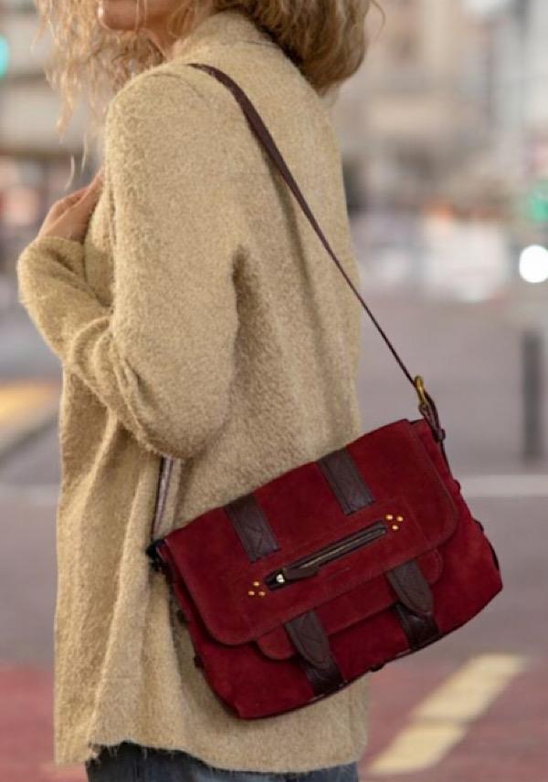 Rose & Lini JÉRÔME DREYFUSS “JOE S” BURGUNDY SHOULDER BAG