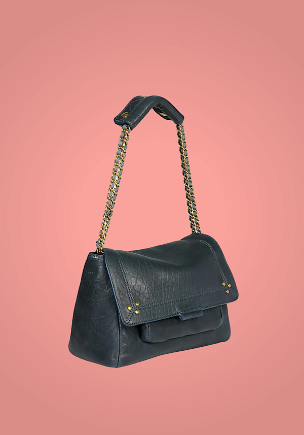 Rose & Lini JÉRÔME DREYFUSS “LULU M” BUBBLE PETROL LEATHER BAG