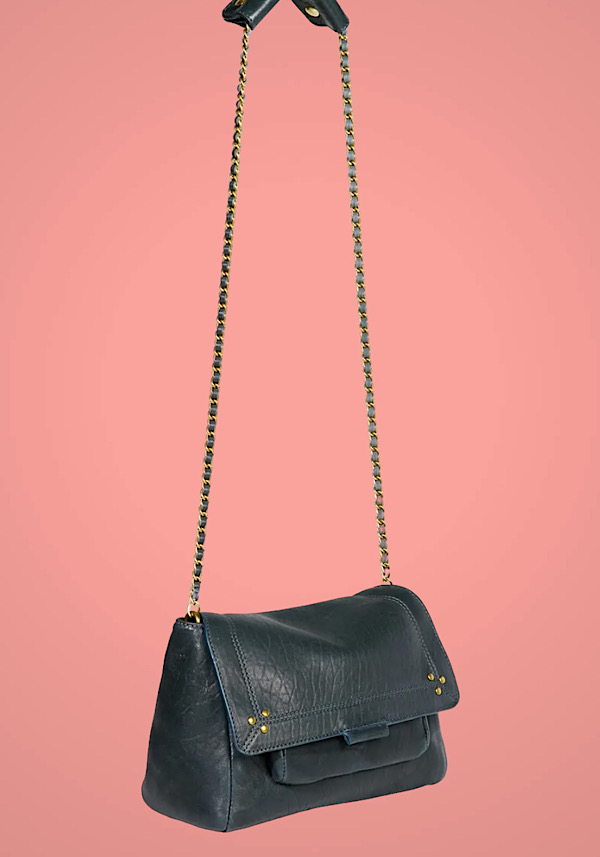 Rose & Lini JÉRÔME DREYFUSS “LULU M” BUBBLE PETROL LEATHER BAG