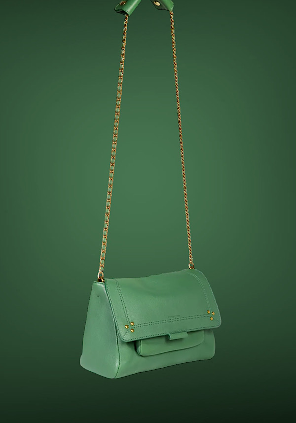Rose & Lini JÉRÔME DREYFUSS “LULU M” CELADON GREEN LEATHER BAG