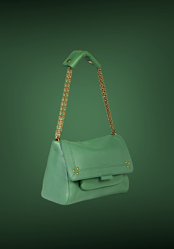 Rose & Lini JÉRÔME DREYFUSS “LULU M” CELADON GREEN LEATHER BAG