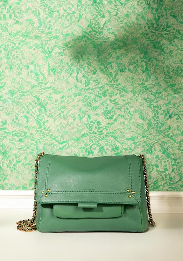 Rose & Lini JÉRÔME DREYFUSS “LULU M” CELADON GREEN LEATHER BAG
