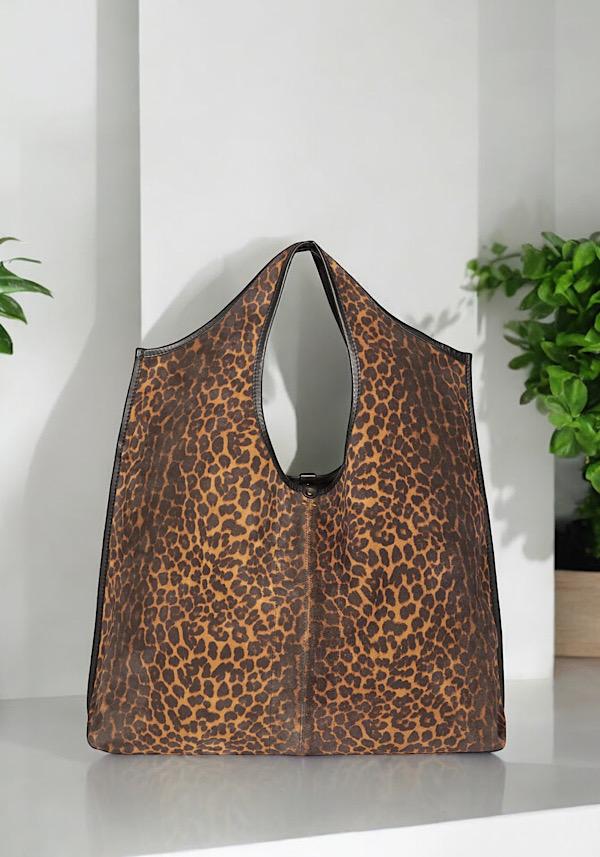 Rose & Lini JÉRÔME DREYFUSS “PACO” LEOPARD SUEDE LEATHER BAG