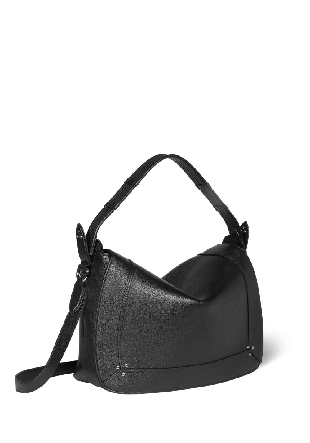 Rose & Lini JÉRÔME DREYFUSS “PEPITO L” BLACK & SILVER LEATHER BAG