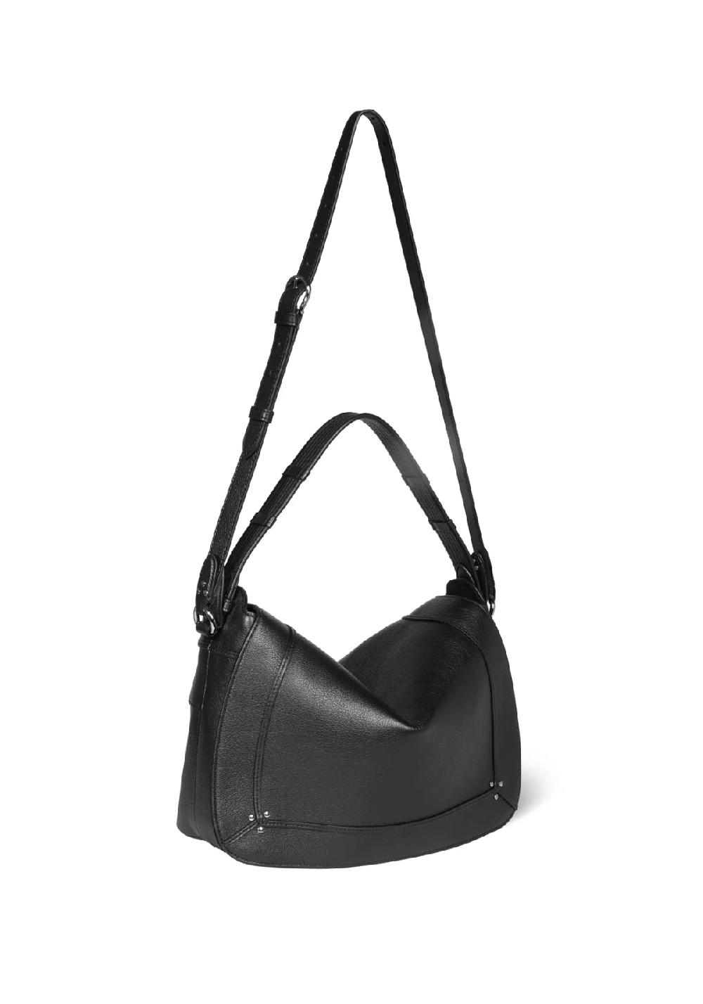 Rose & Lini JÉRÔME DREYFUSS “PEPITO L” BLACK & SILVER LEATHER BAG