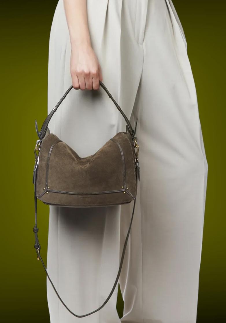 Rose & Lini JÉRÔME DREYFUSS “PEPITO M” SAVANE SUEDE LEATHER BAG