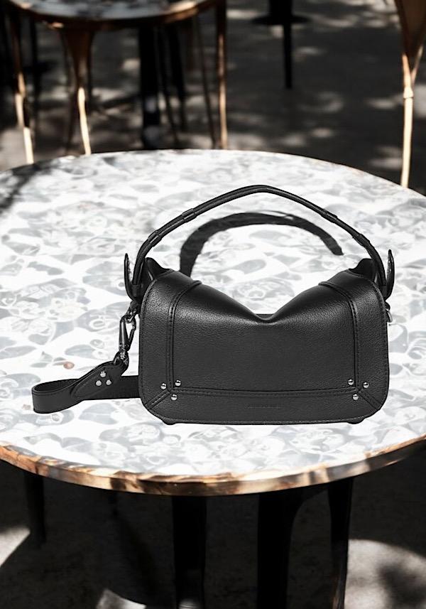 Rose & Lini JÉRÔME DREYFUSS “PEPITO S” BLACK & SILVER LEATHER BAG