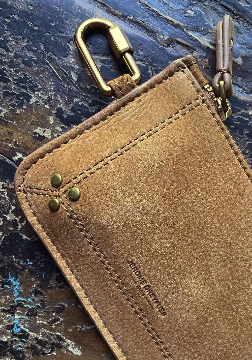 Rose & Lini JÉRÔME DREYFUSS “POPOCHE XS” TABAC SUEDE POUCH