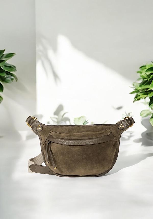 Rose & Lini JÉRÔME DREYFUSS “STAN BANANE” SAVANE SUEDE LEATHER BAG