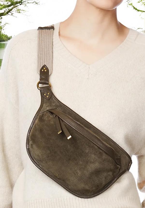 Rose & Lini JÉRÔME DREYFUSS “STAN BANANE” SAVANE SUEDE LEATHER BAG