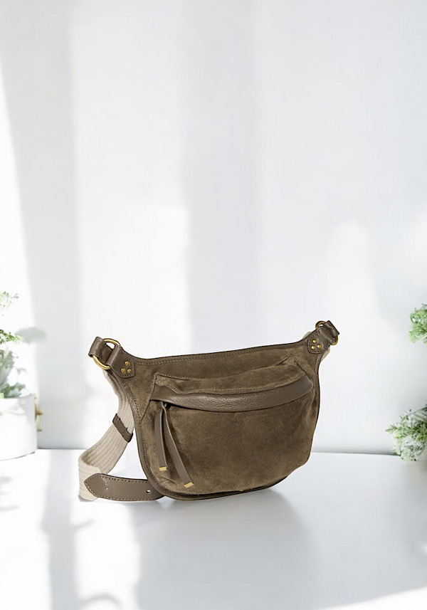 Rose & Lini JÉRÔME DREYFUSS “STAN BANANE” SAVANE SUEDE LEATHER BAG