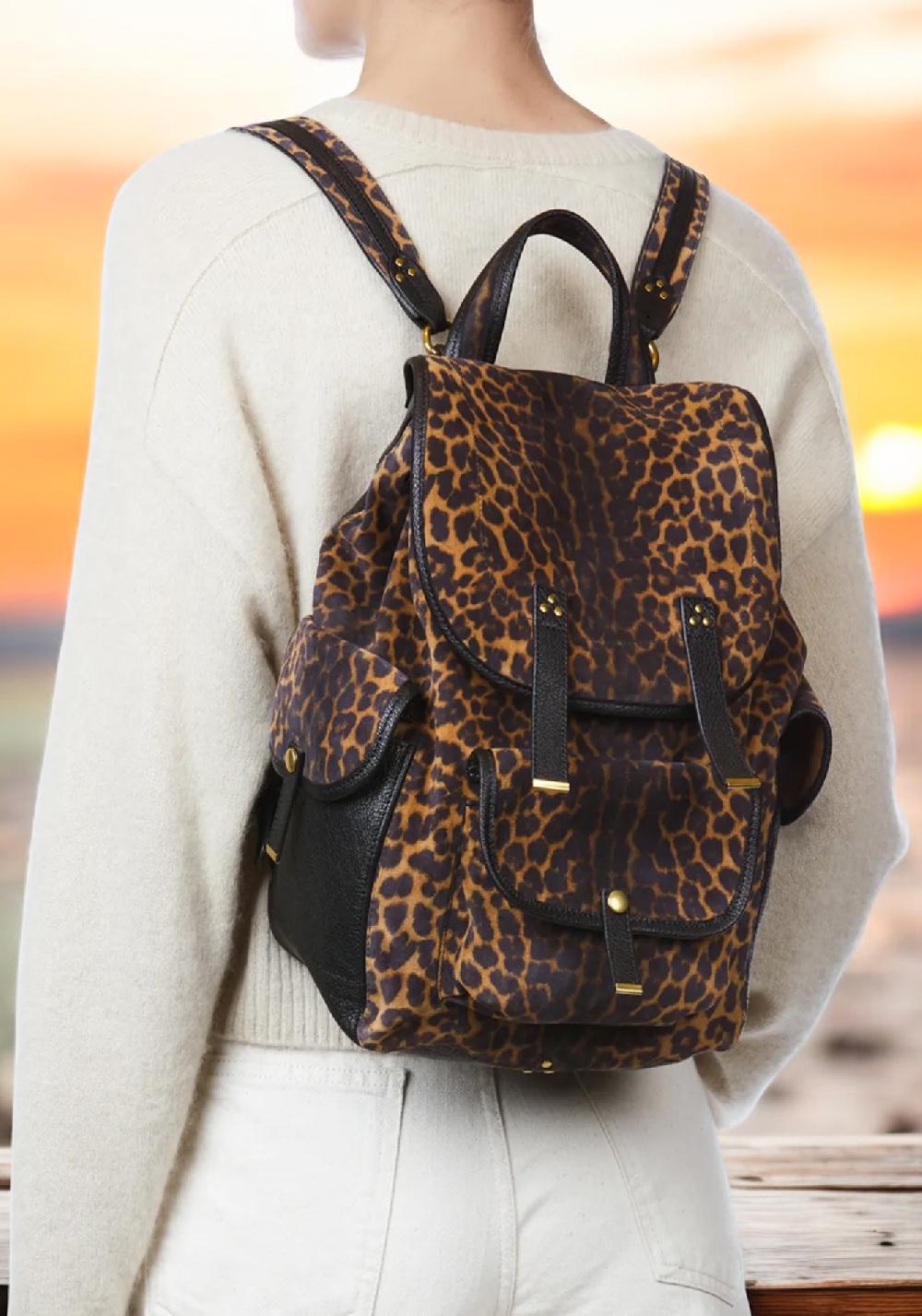 Rose & Lini JÉRÔME DREYFUSS “STAN” LEOPARD SUEDE LEATHER BACKPACK