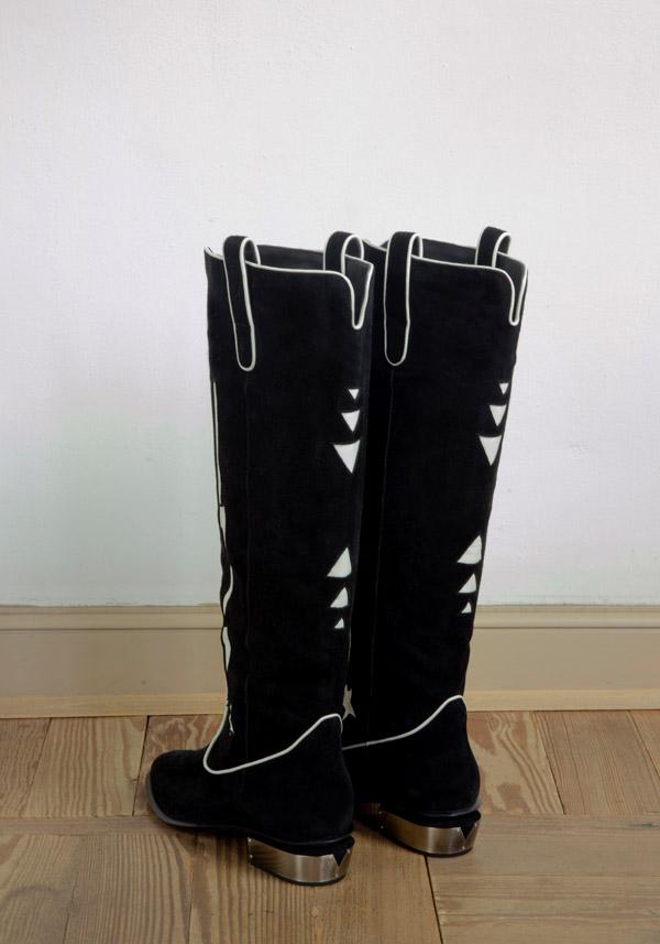 Rose & Lini KATE CATE SUEDE LEATHER “STELLA ROCK” BLACK BOOTS