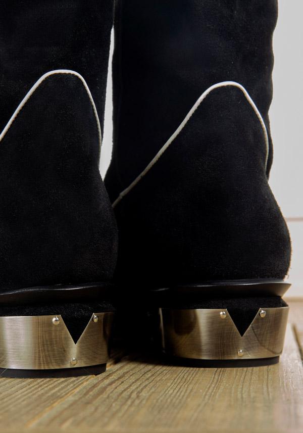 Rose & Lini KATE CATE SUEDE LEATHER “STELLA ROCK” BLACK BOOTS