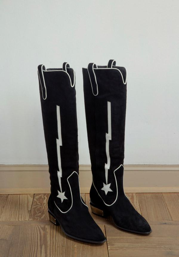 Rose & Lini KATE CATE SUEDE LEATHER “STELLA ROCK” BLACK BOOTS