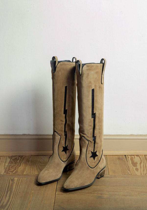 Rose & Lini KATE CATE SUEDE LEATHER “STELLA ROCK” BROWN BOOTS