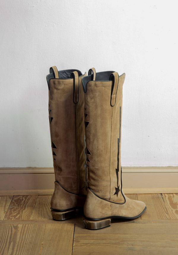 Rose & Lini KATE CATE SUEDE LEATHER “STELLA ROCK” BROWN BOOTS