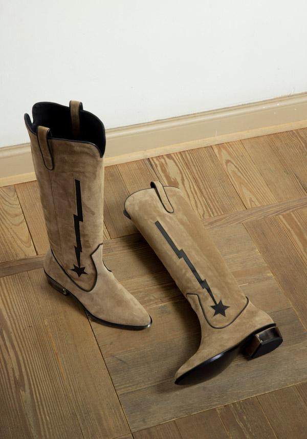 Rose & Lini KATE CATE SUEDE LEATHER “STELLA ROCK” BROWN BOOTS