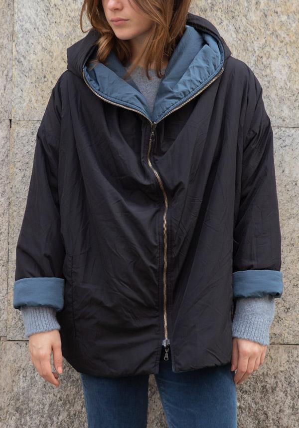 Rose & Lini KIMONORAIN REVERSIBLE “BASIC” JACKET LEAD & BLACK