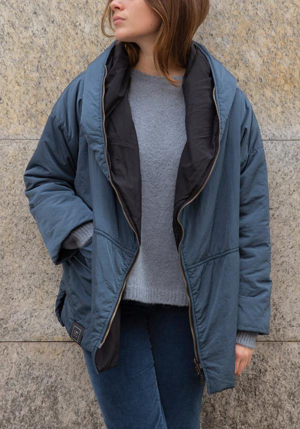 Rose & Lini KIMONORAIN REVERSIBLE “BASIC” JACKET LEAD & BLACK