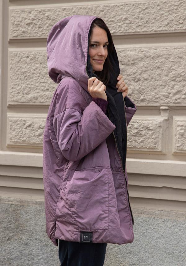 Rose & Lini KIMONORAIN REVERSIBLE “BASIC” JACKET POWDER & BLACK