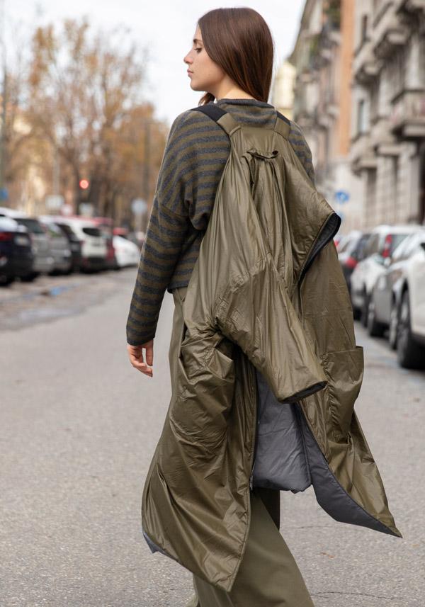 Rose & Lini KIMONORAIN REVERSIBLE “DUST COAT” GREY & GREEN