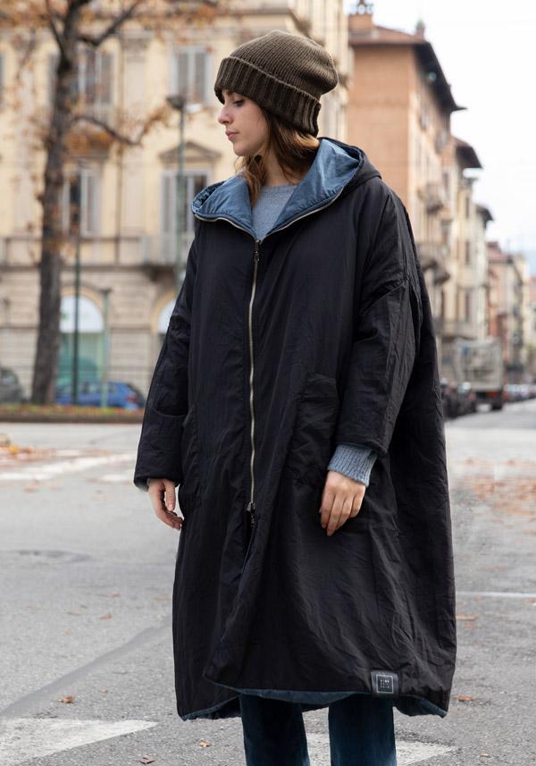 Rose & Lini KIMONORAIN REVERSIBLE “DUST COAT” LEAD & BLACK