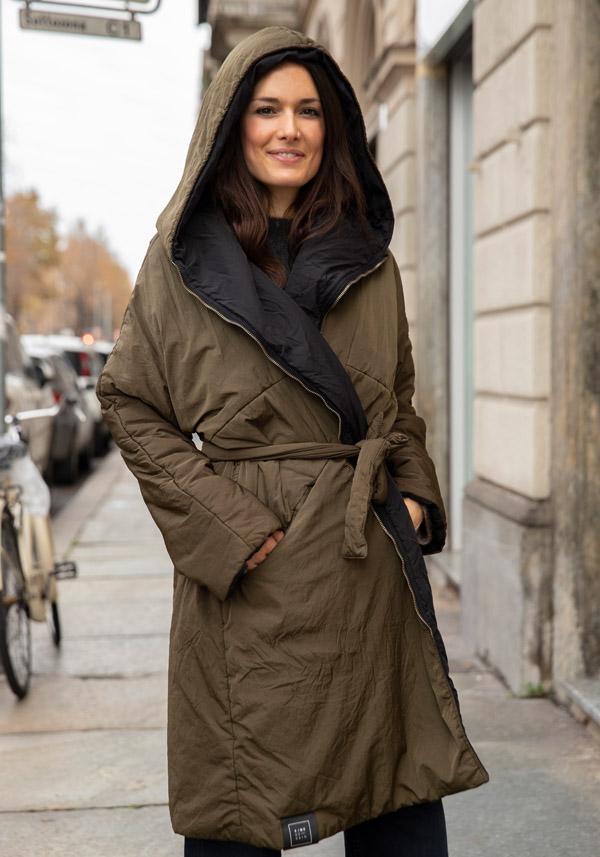 Rose & Lini KIMONORAIN REVERSIBLE “PARKA” JACKET GREEN & BLACK