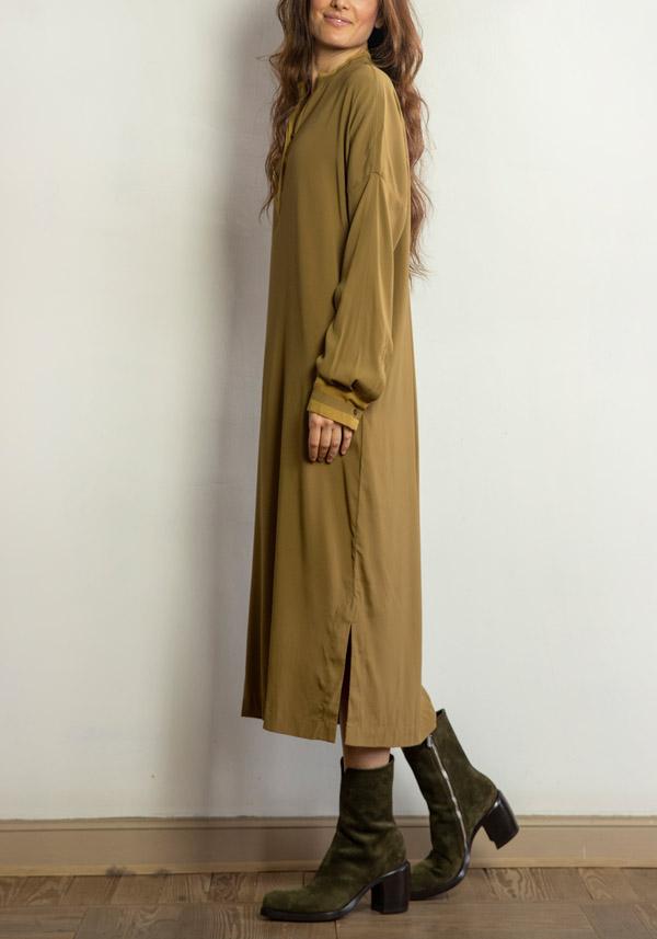 Rose & Lini KRISTENSEN DU NORD SILK “SHIRT DRESS 352” DARK OLIVE