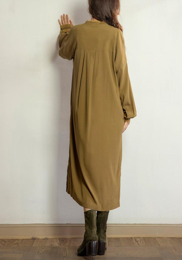 Rose & Lini KRISTENSEN DU NORD SILK “SHIRT DRESS 352” DARK OLIVE