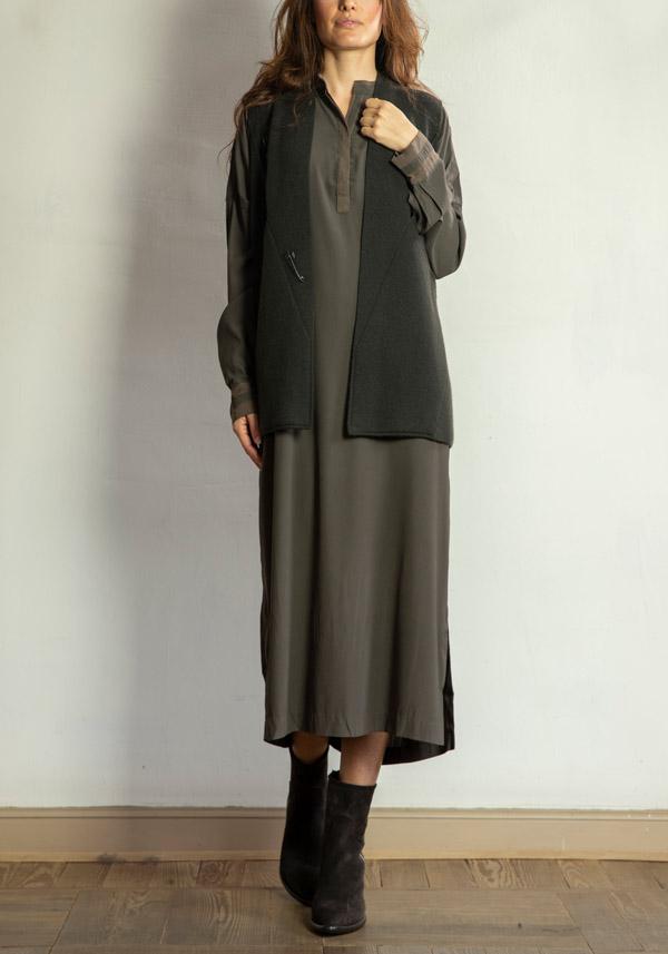 Rose & Lini KRISTENSEN DU NORD SILK “SHIRT DRESS 352” FOREST