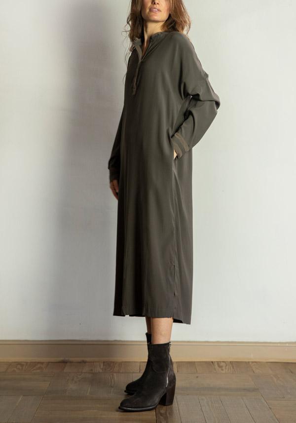 Rose & Lini KRISTENSEN DU NORD SILK “SHIRT DRESS 352” FOREST