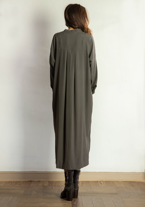 Rose & Lini KRISTENSEN DU NORD SILK “SHIRT DRESS 352” FOREST