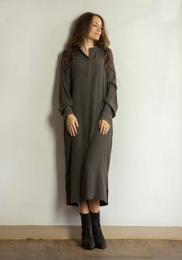 Rose & Lini KRISTENSEN DU NORD SILK “SHIRT DRESS 352” FOREST