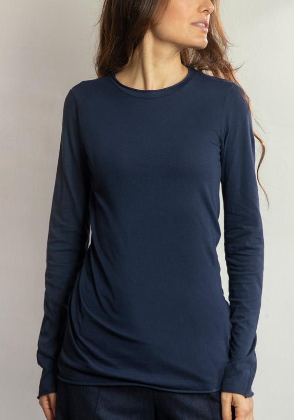 Rose & Lini LABO ART COTTON “BASICA ML” T-SHIRT ATLANTIC