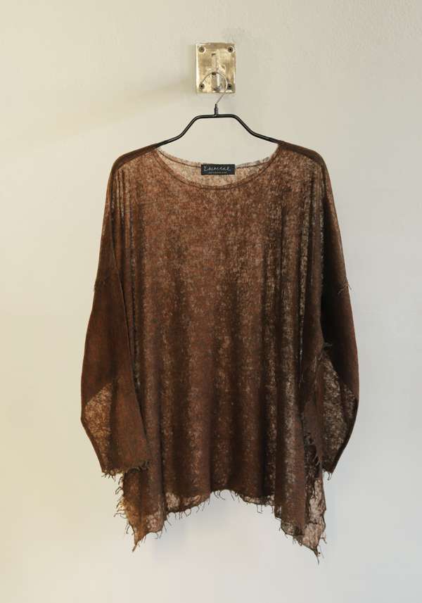 Rose & Lini LALAERRE CASHMERE “FRINGES PONCHO” CHOCOLATE